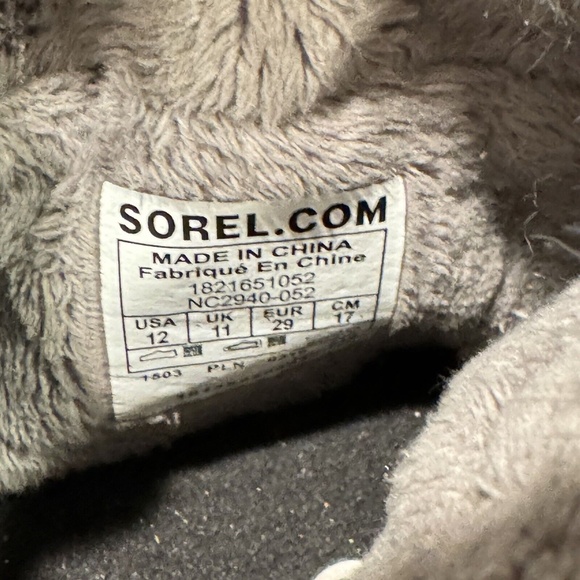 SOREL Whitney II Strap Waterproof Boots Size 12 Gray Pink Winter Faux Fur Lining - Picture 11 of 12